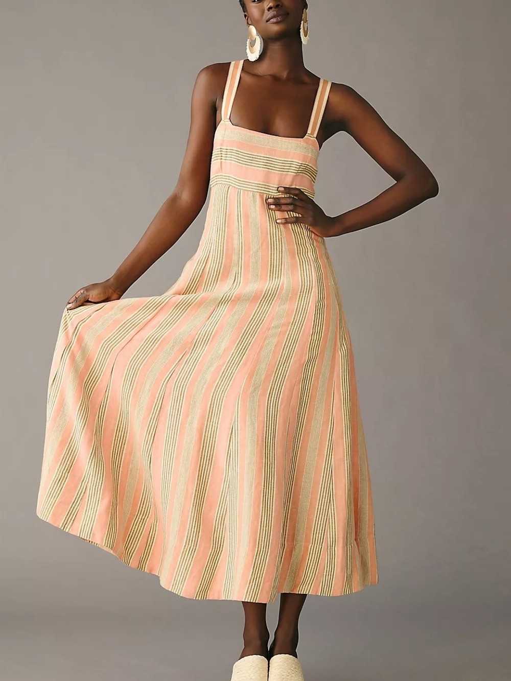 Anthropologie Maeve Square-Neck Tie-Back A-Line Dress Size 4P